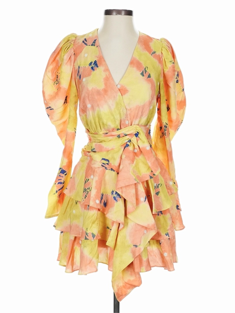 Ulla Johnson Semira Tie Dye Silk Mini Dress Yellow Sz 0